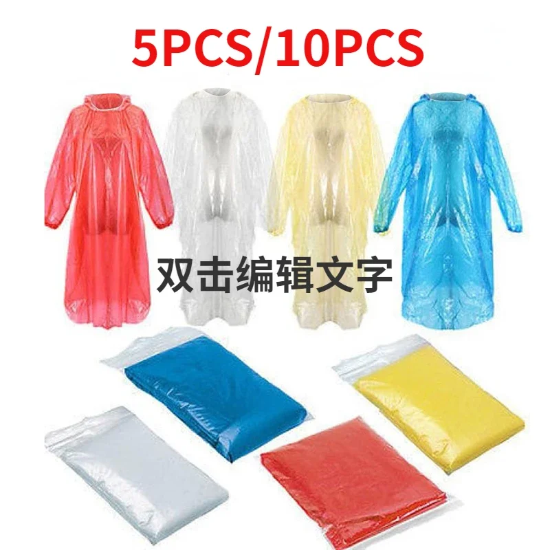 Emergency Poncho Rain - 5/10PC Jednorazowy płaszcz przeciwdeszczowy dla dorosłych