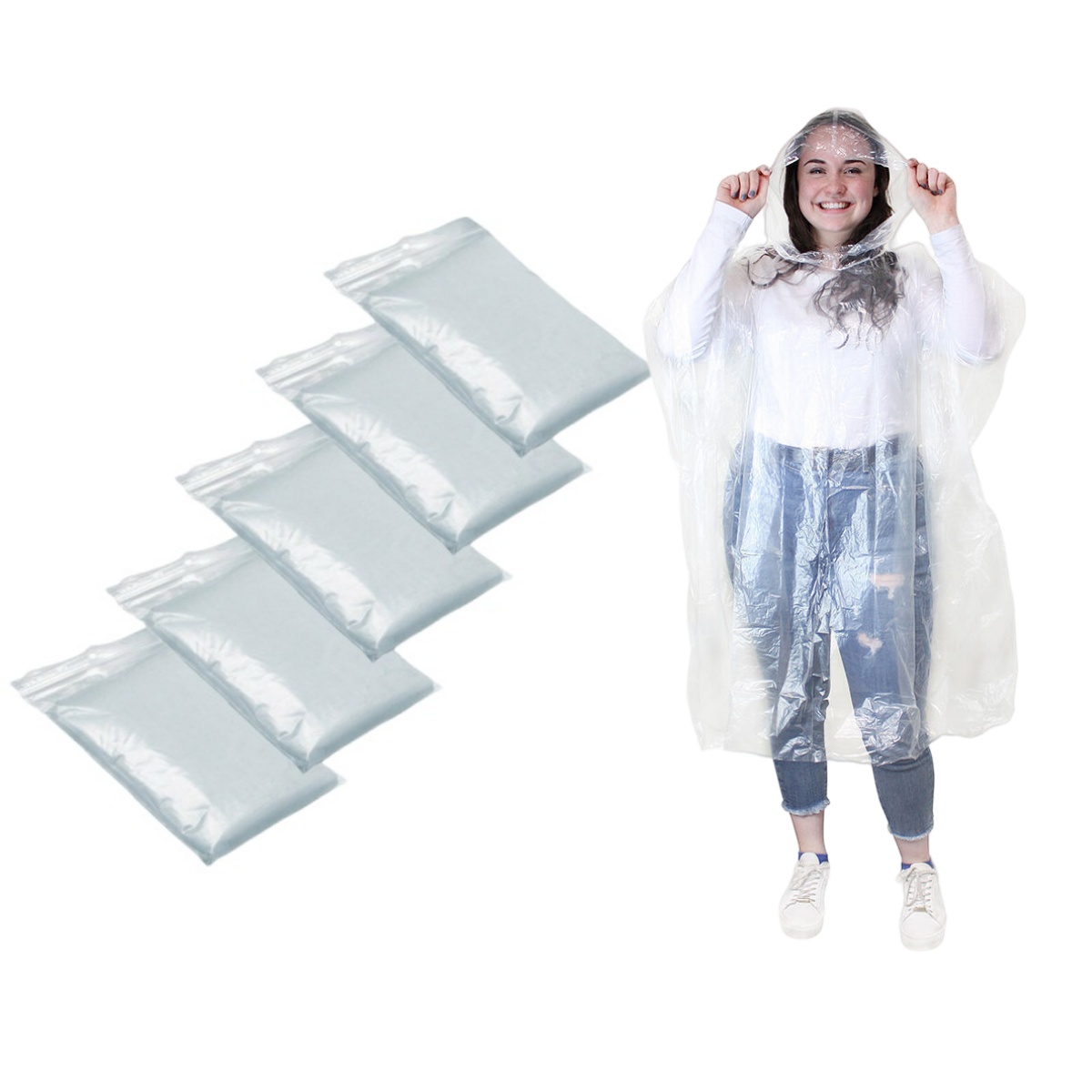 Emergency Poncho Rain - 12 szt. Jednorazowy wodoodporny płaszcz przeciwdeszczowy