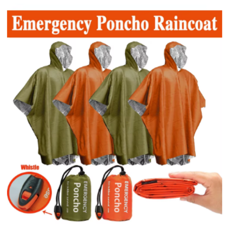 Jednorazowe aluminiowe ponczo  – Emergency Poncho Rain recenzja i cena